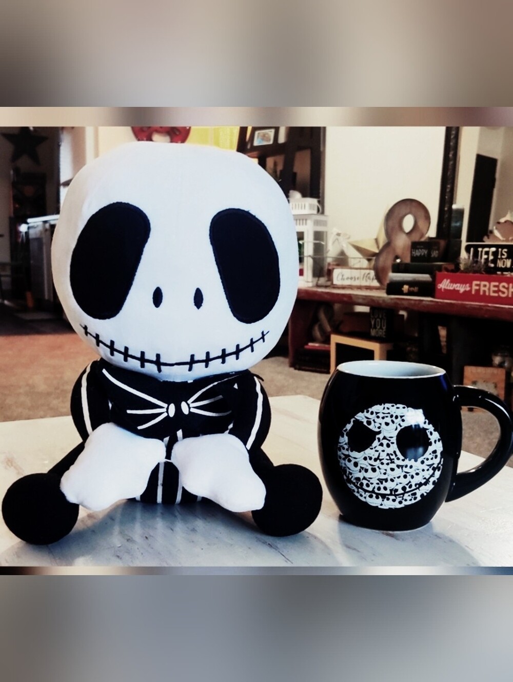 Disney Black and White Jack Skellington Plush and Mug Set